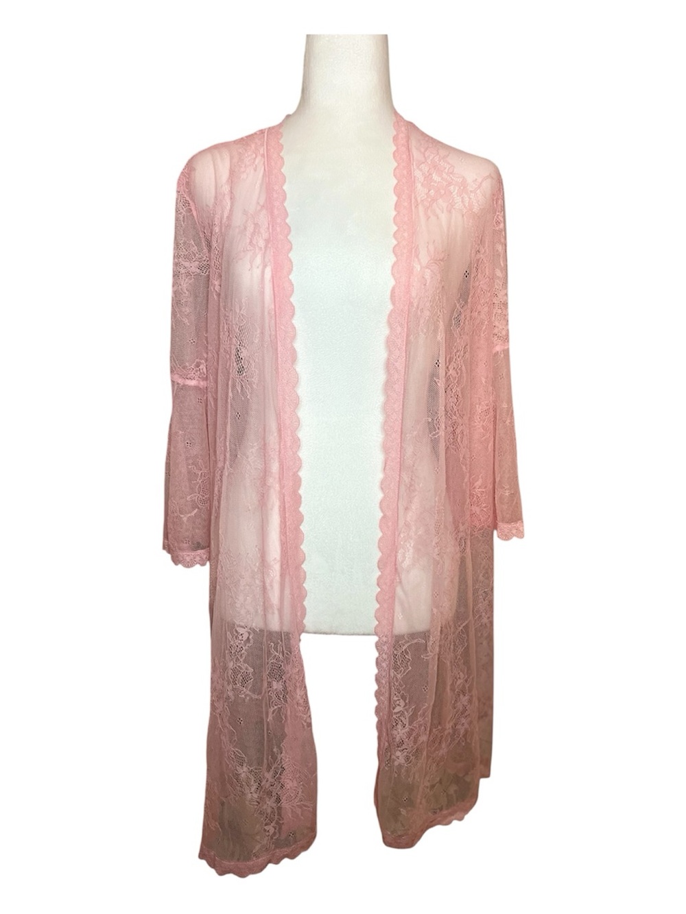 Sheer Lace Robe - Pink